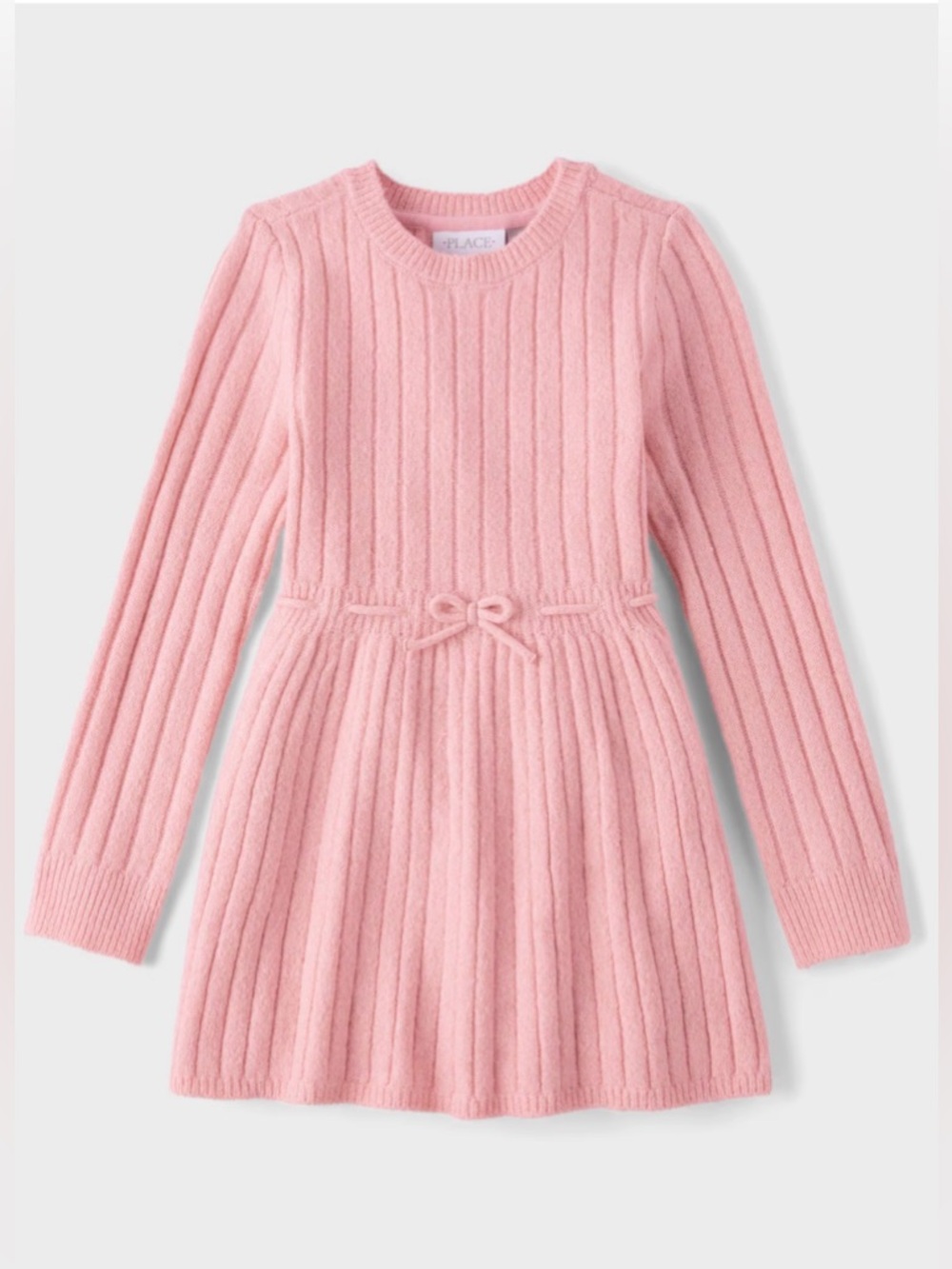 The Children’s Place Girls Bow Ribbed Sweater Dress in Pink, Sz. L (10/12)